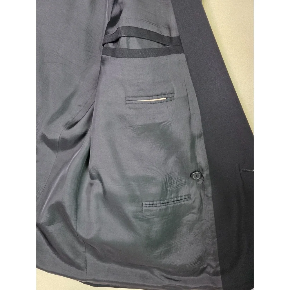 Baumler Wool Men's Blazer Size 45 L Black Double Breasted Classic‎ Vintage